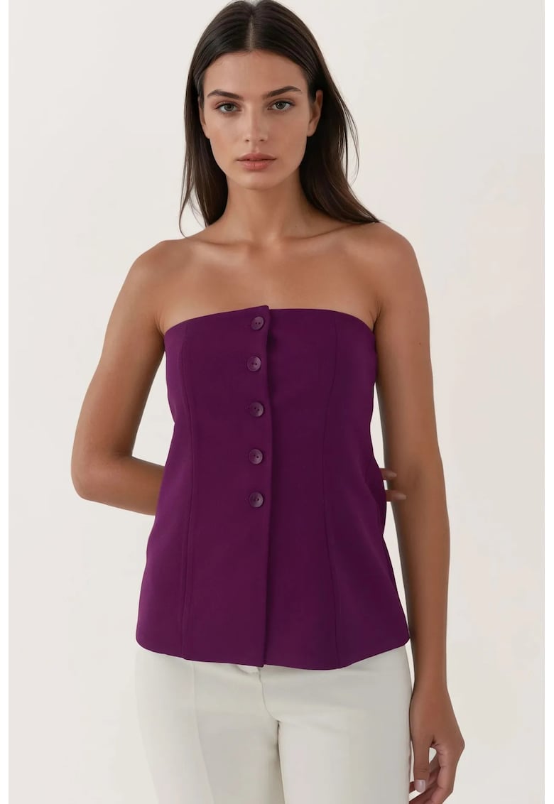 Top fara bretele dama  textil - cu nasturi - mov