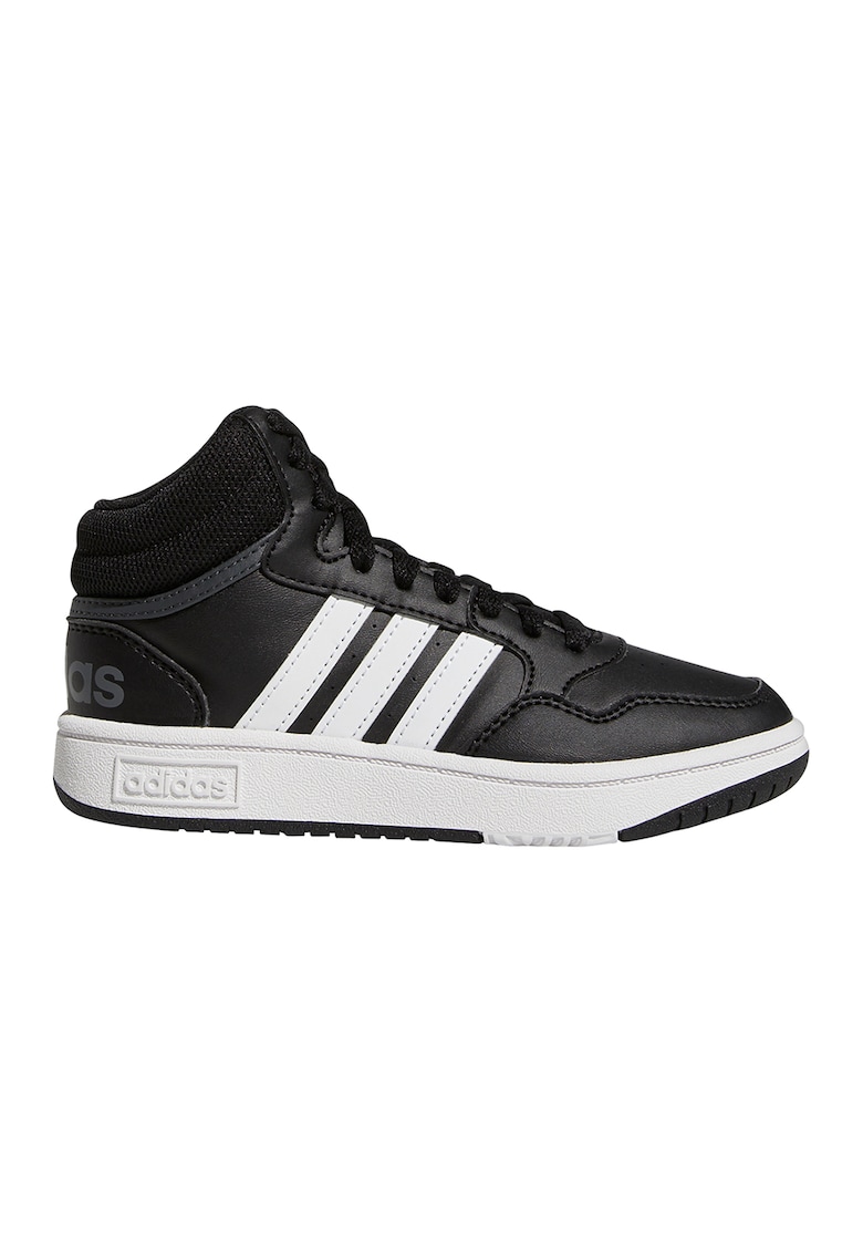 Pantofi sport mid-high din piele ecologica Hoops - Alb/Negru
