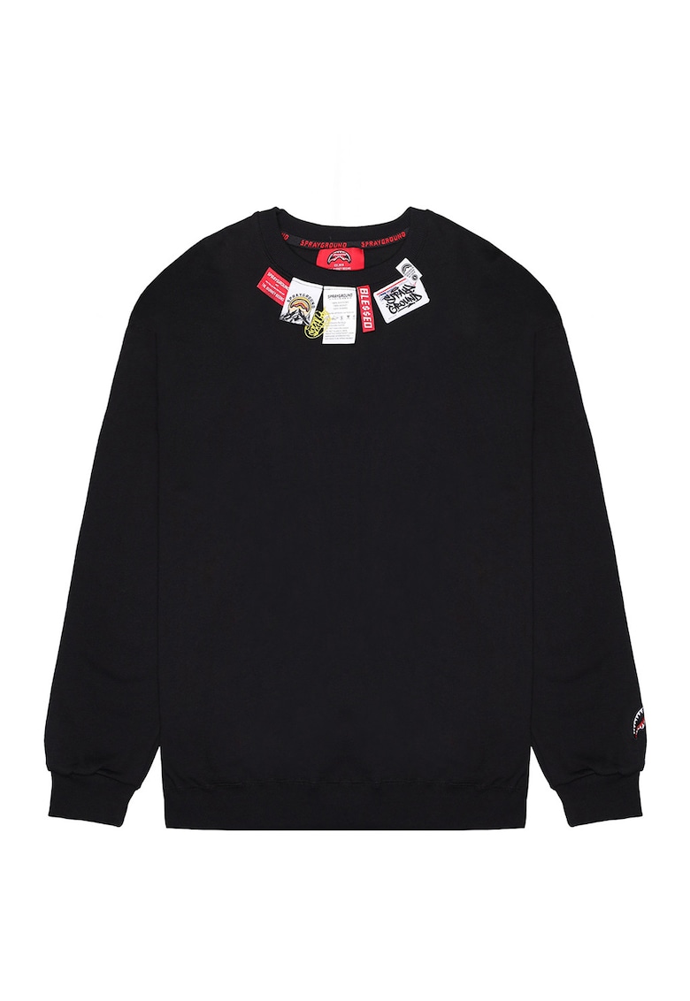 Bluza de trening cu decolteu cu segmente logo - Negru
