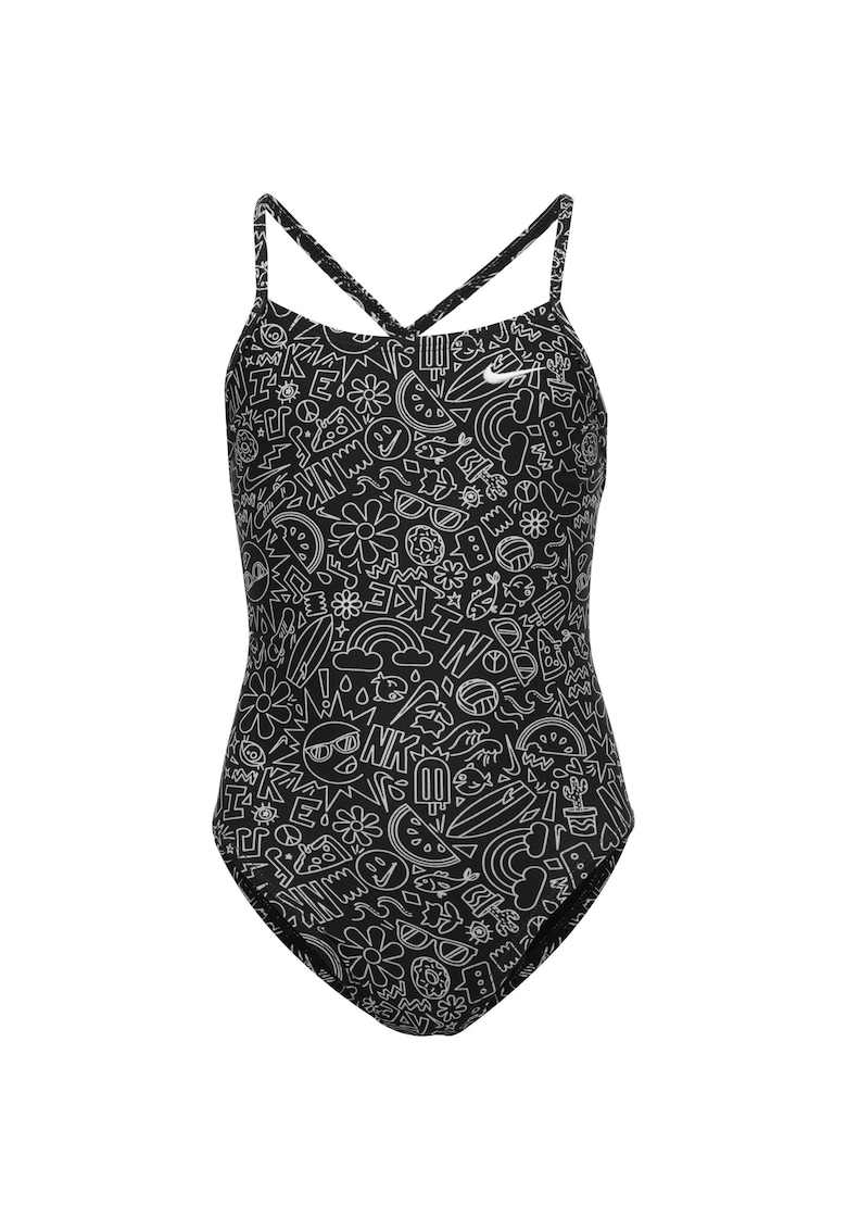 Costum inot piscina femei  Charms Multi Print Lace Up Back One Piece - marime - Negru