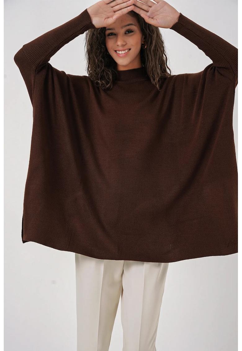 Pulover dama - BigDart - cu guler inalt - dungi - tricot - Camila Maro -