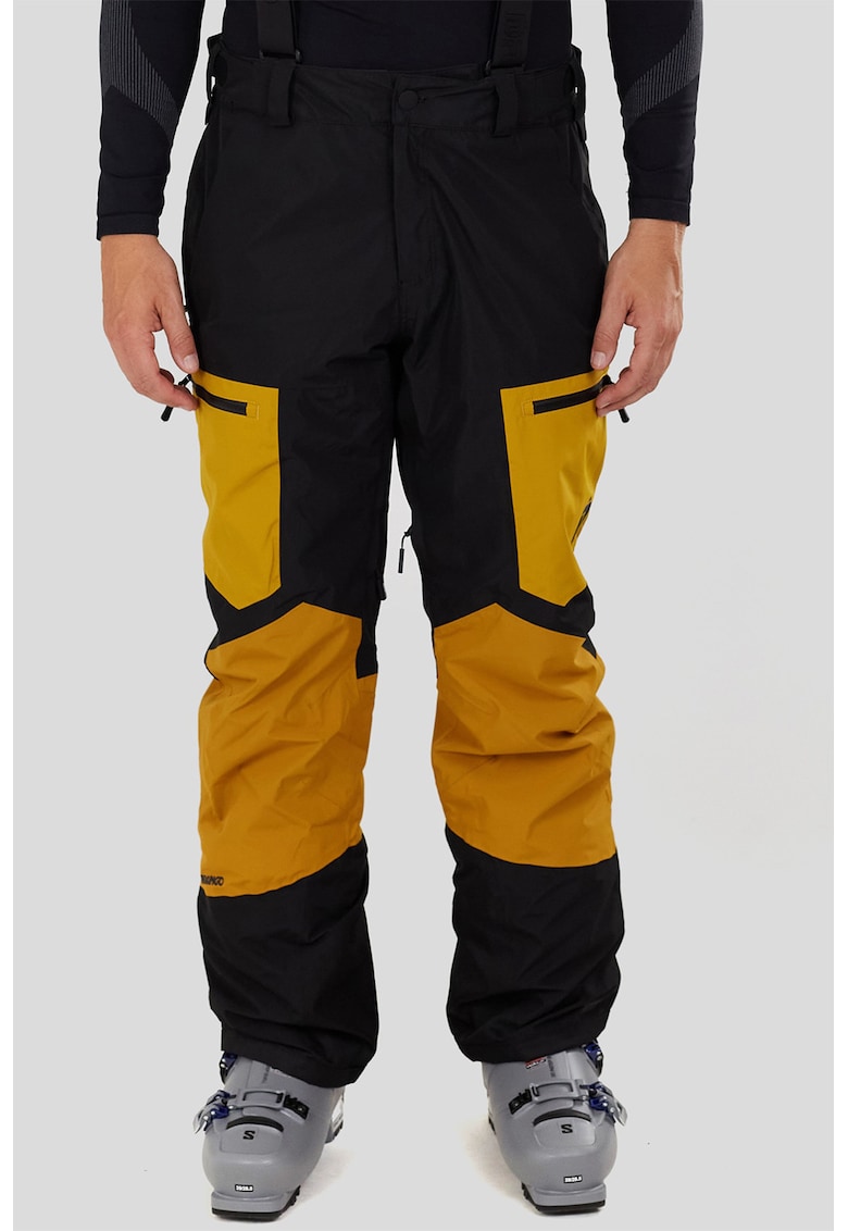 Pantaloni cu model colorblock pentru ski Nexara 3L - Negru/Galben sofran