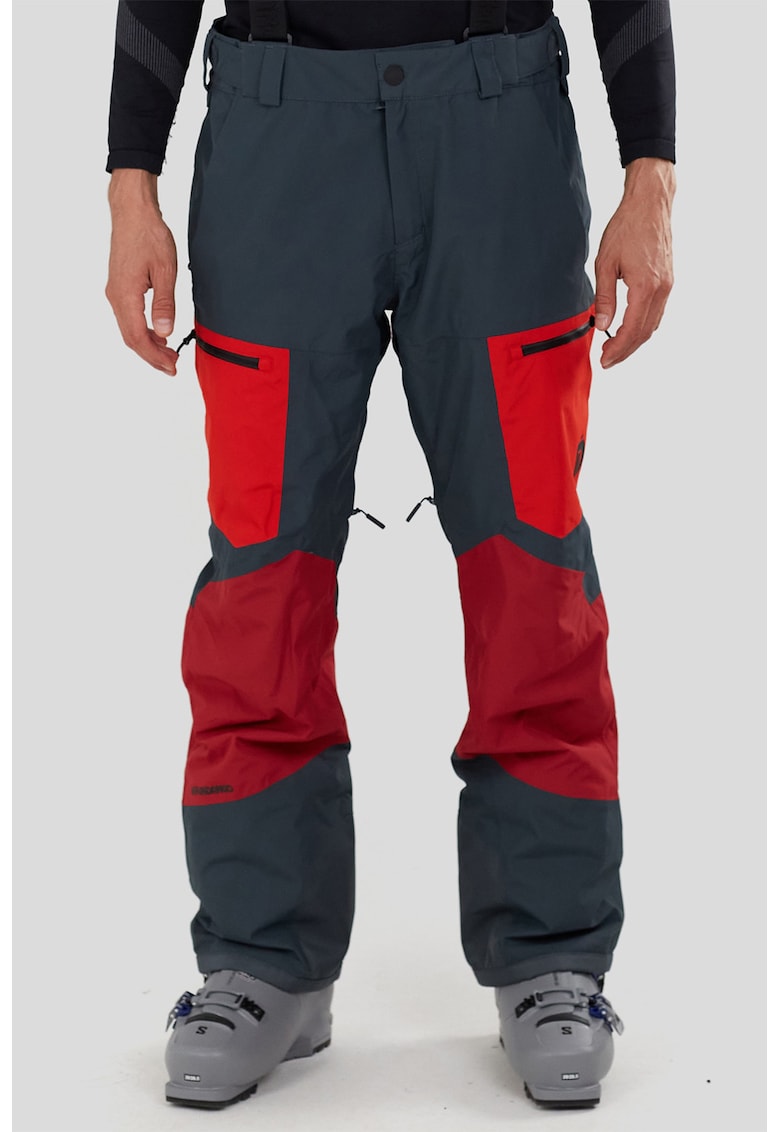 Pantaloni cu model colorblock pentru ski Nexara 3L - Albastru ultramarin/Rosu inchis
