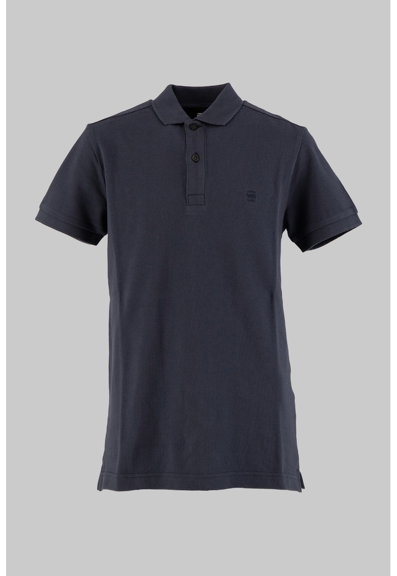 Tricou polo de bumbac cu logo - Albastru prafuit