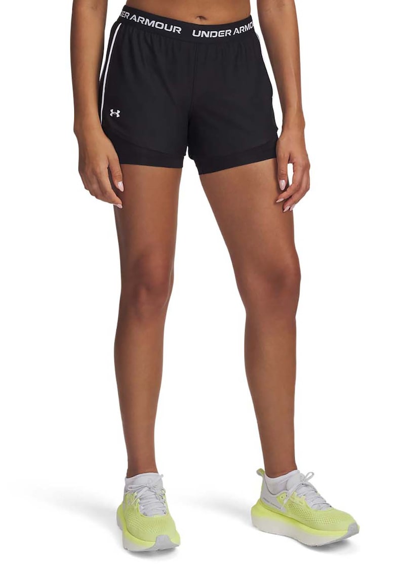 Pantaloni scurti 2in1 pentru antrenament Tech Play Up - Alb/Negru