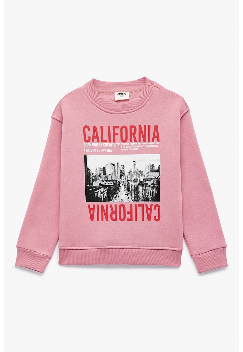 Bluza de trening regular fit cu imprimeu foto - Roz