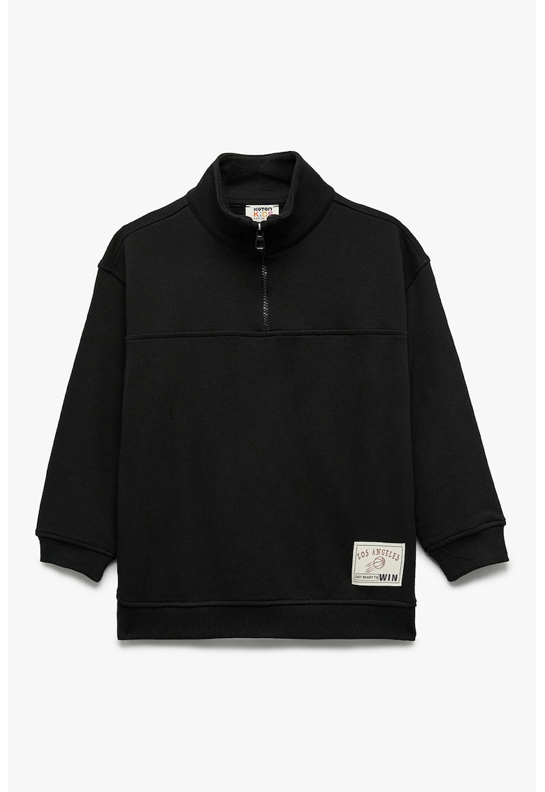 Bluza de trening cu fenta cu fermoar - Negru