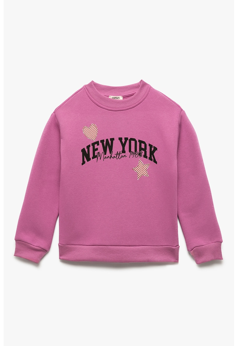 Bluza de trening regular-fit cu design text - Roz fandango
