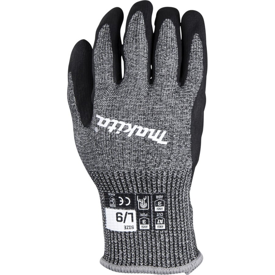 work gloves P-84729, size. L (9), cut resistance F/7 (black/gray, 1 pair)