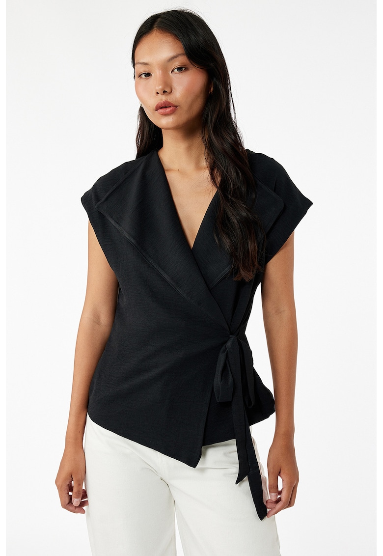 Tricou cu decolteu cache-coeur - Negru