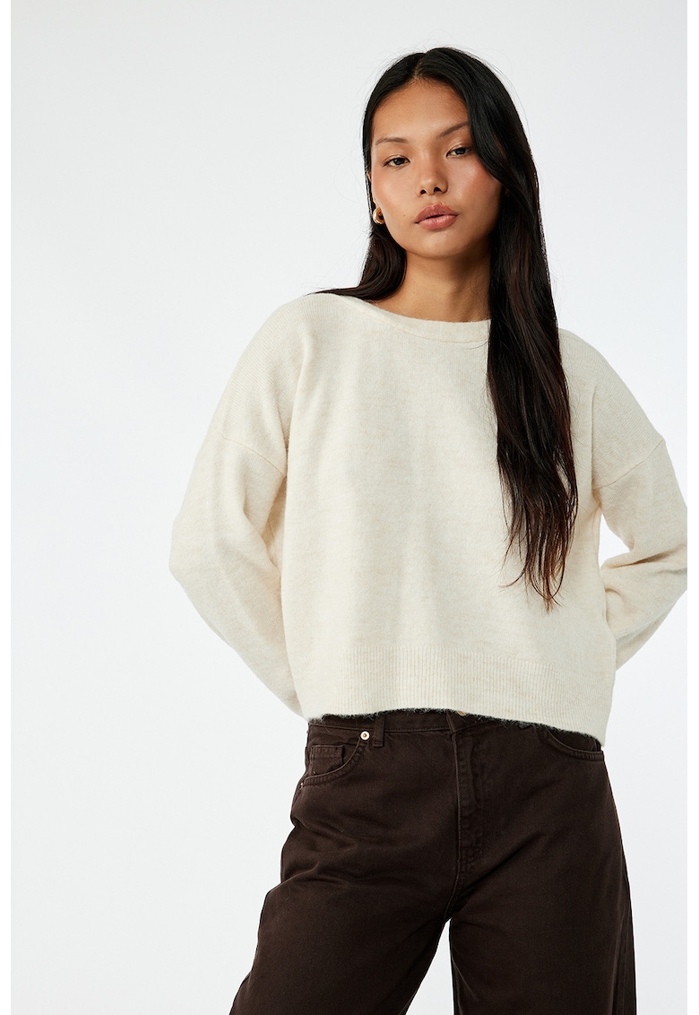 Pulover lejer crop - Alb fildes