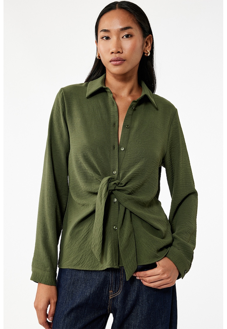 Camasa lejera cu nod frontal - Verde inchis