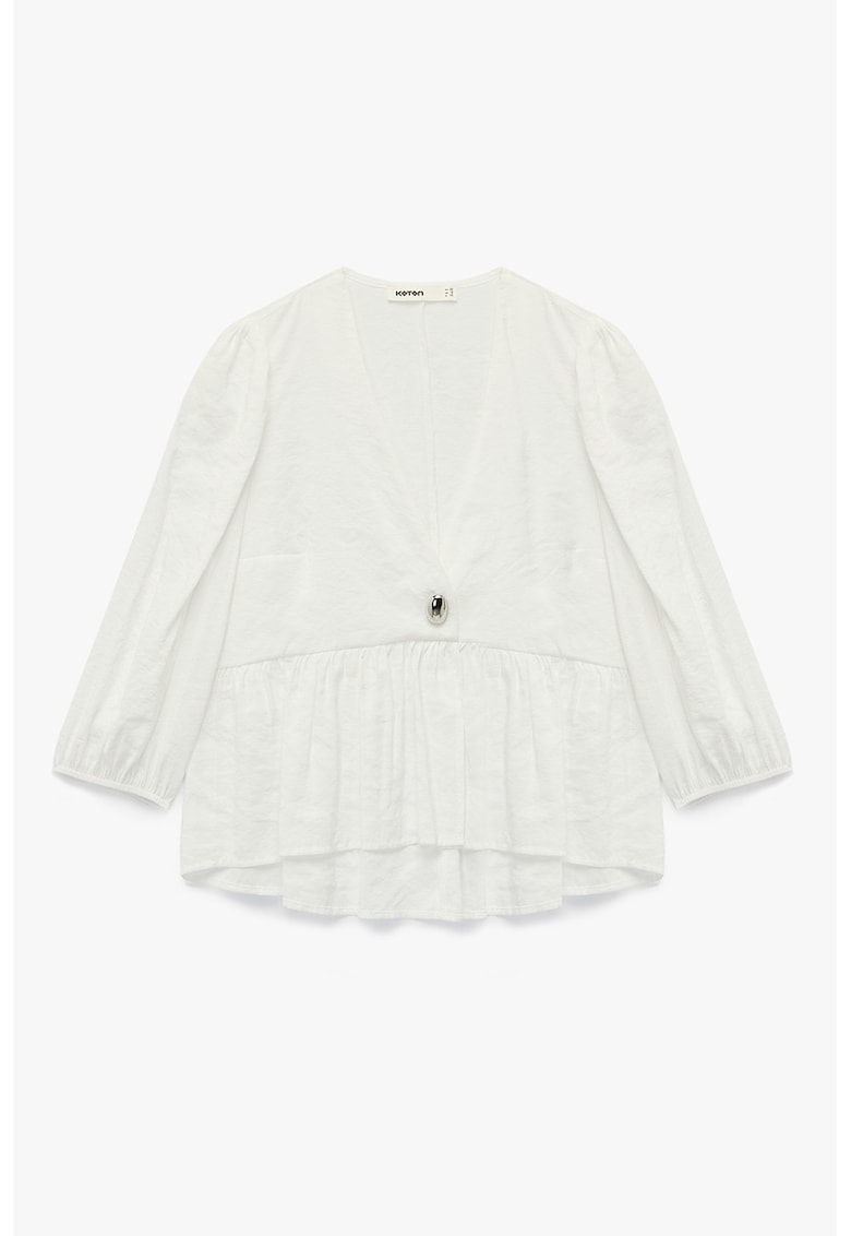Bluza din amestec de modal cu decolteu in V - Alb fildes