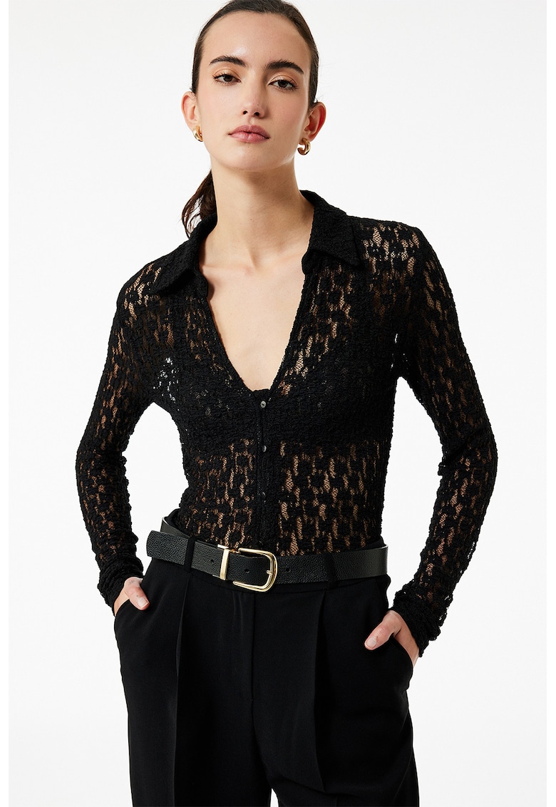 Camasa slim fit semitransparenta - Negru/Transparent