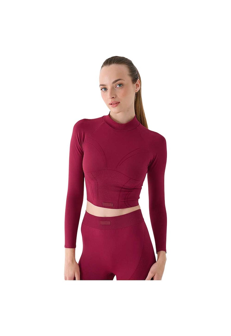 Bluza sport dama -  maneca lunga - croiala slim - visiniu - poliamida -
