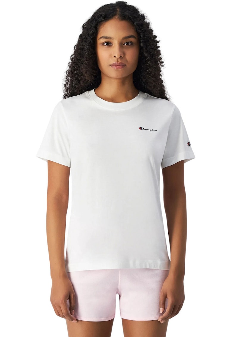 Tricou dama  alb - bumbac - croiala slim