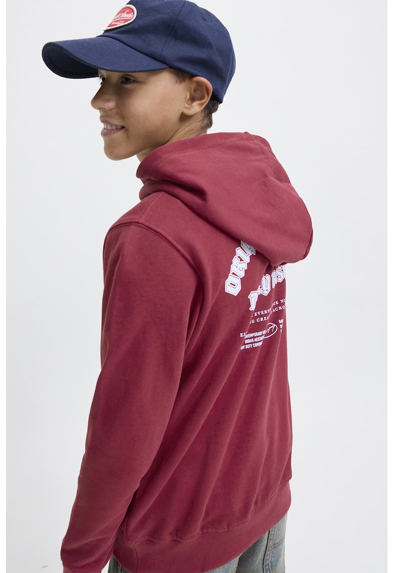 Hanorac regular fit cu model text - Rosu