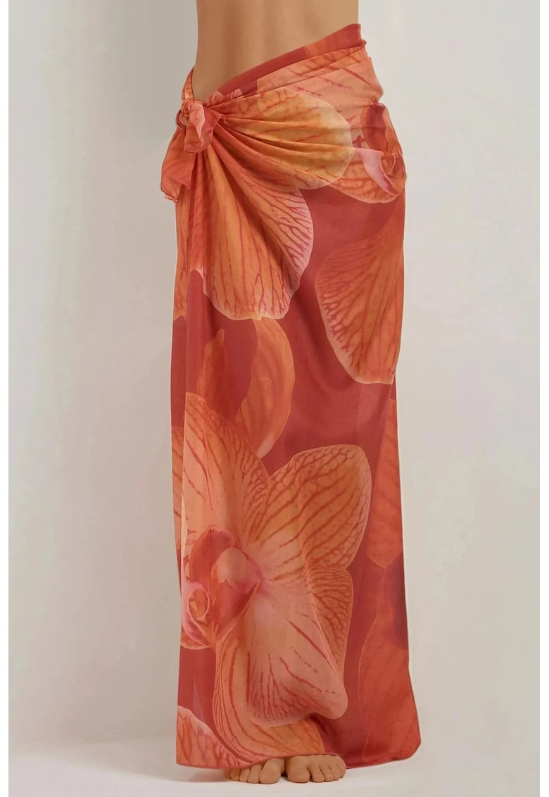 Cover-Up Plaja -  Maxi imprimat - Portocaliu stralucitor -