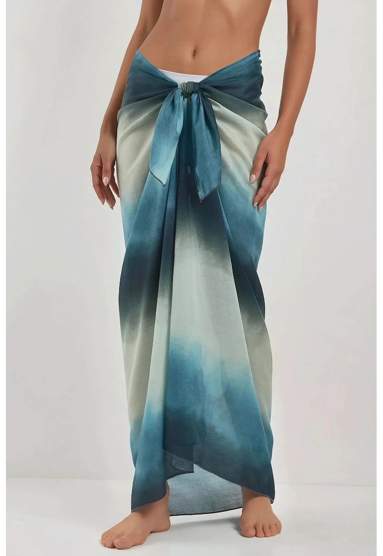 Oferte la Pareo Plaja -  Lung - Imprimat - Albastru cerulean -