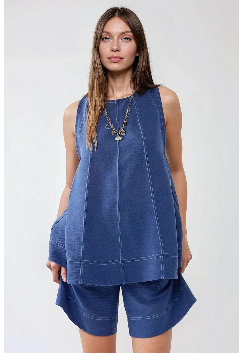 Compleu dama -  Relax Fit - talie inalta - albastru - denim