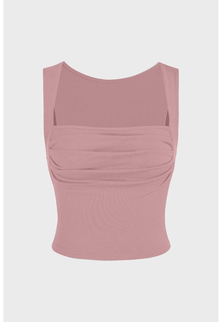 Bluza dama -  decolteu patrat - pliuri - Roz