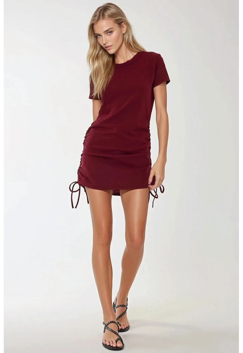 Rochie mini -  mulata - texturata - rosie - jerseu