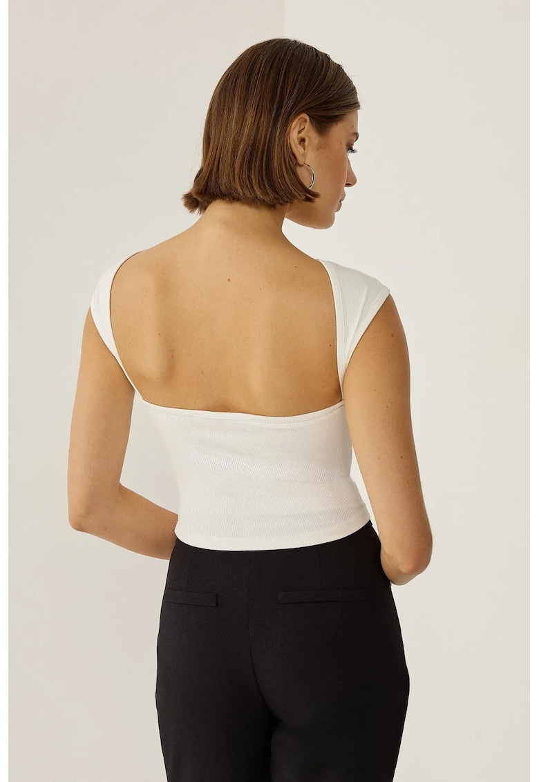 Top scurt  crop cu deschis - alb - bumbac