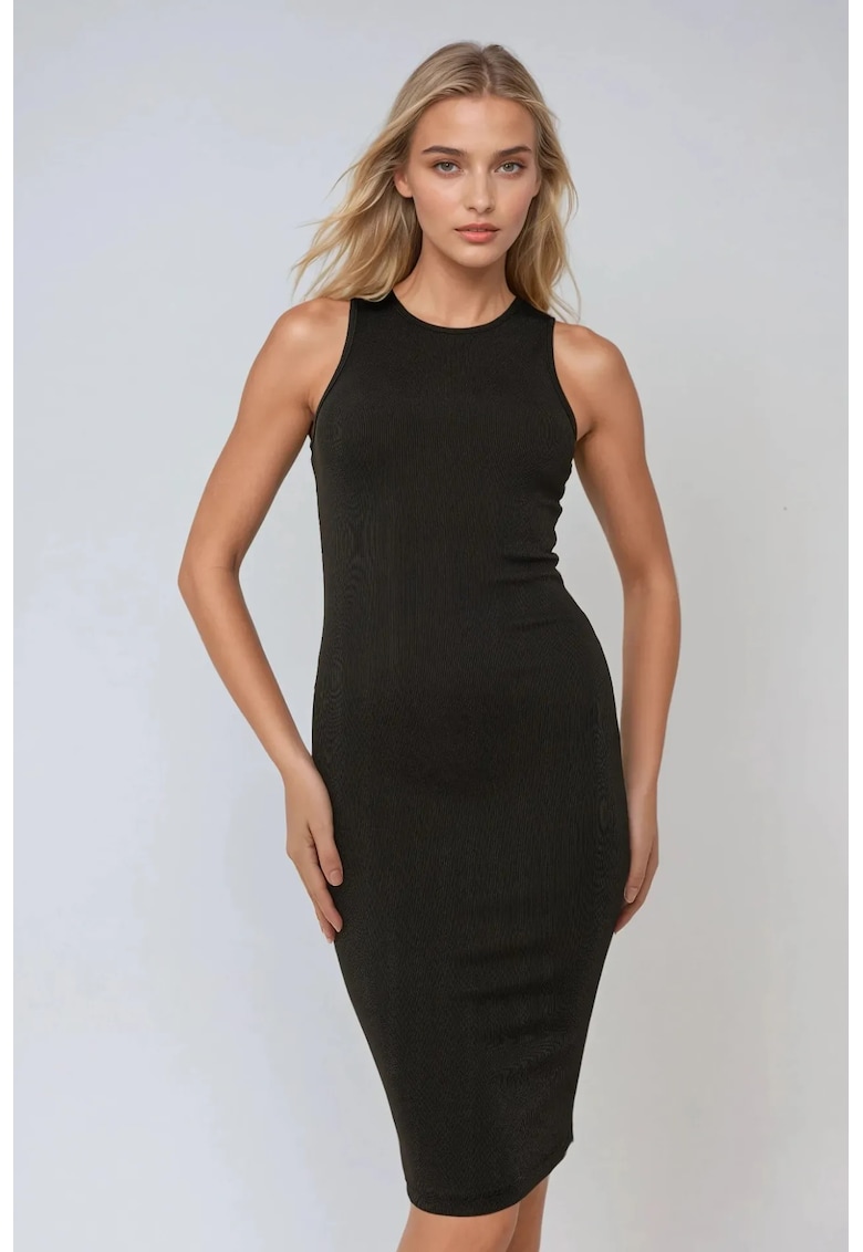 Rochie mini -  cu guler halter - neagra