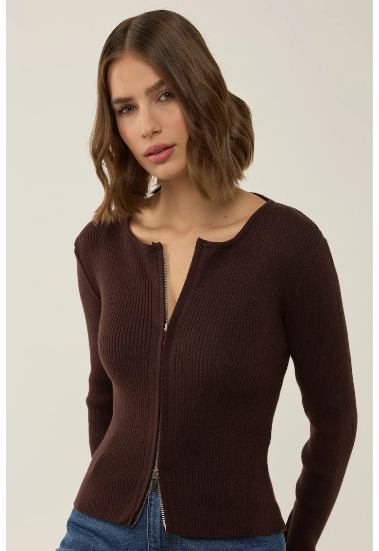 Cardigan dama -  Sabrina - maro - tricot