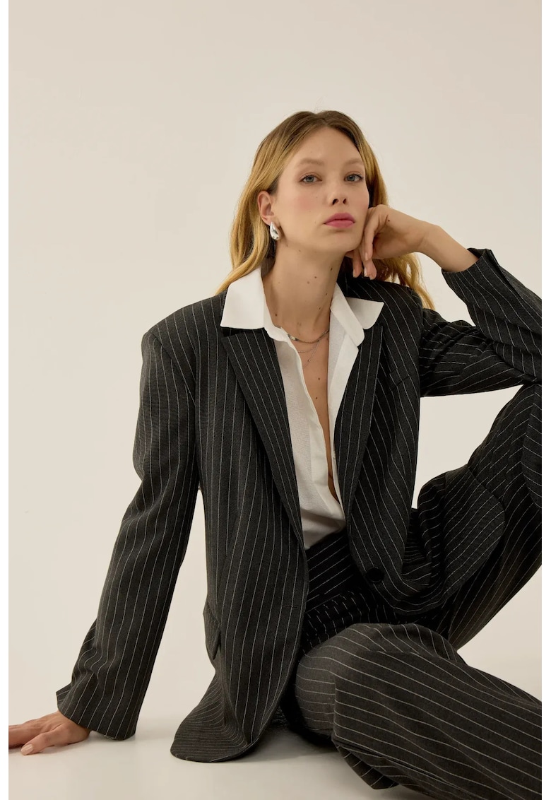 Sacou dama  Reece - croiala relaxata - gri - textil