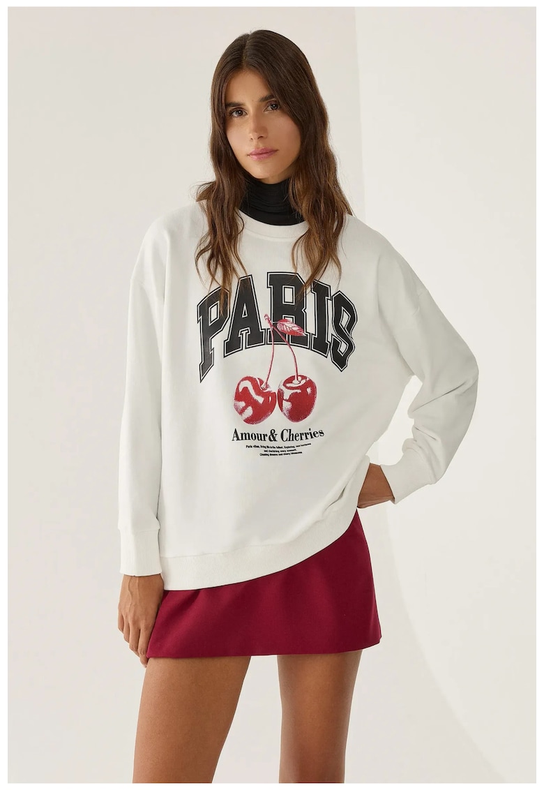 Bluza de trening cu guler rotund lejer