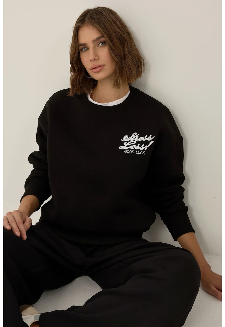 Hanorac dama -  Comfort Fit - bumbac si poliester - Negru -