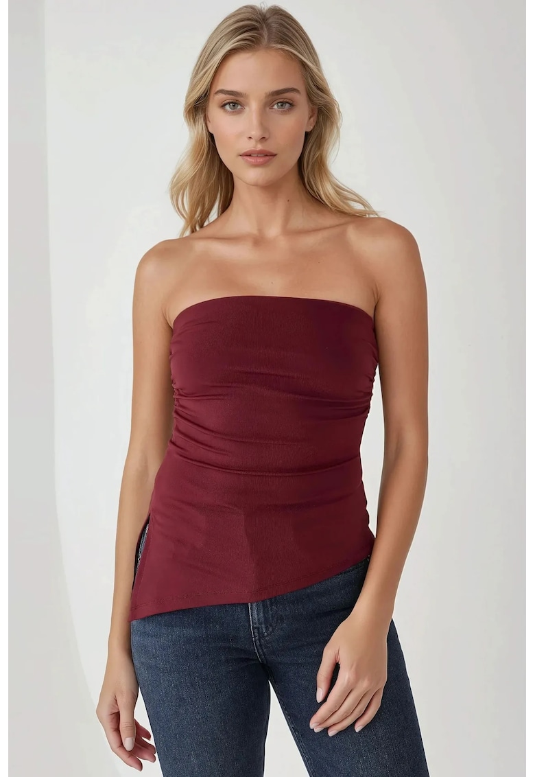 Top tricotat fara bretele -  slim fit - rosu - jerseu/tricot
