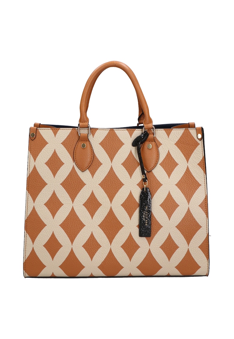 Geanta tote de piele cu model 37655 - Maro cognac