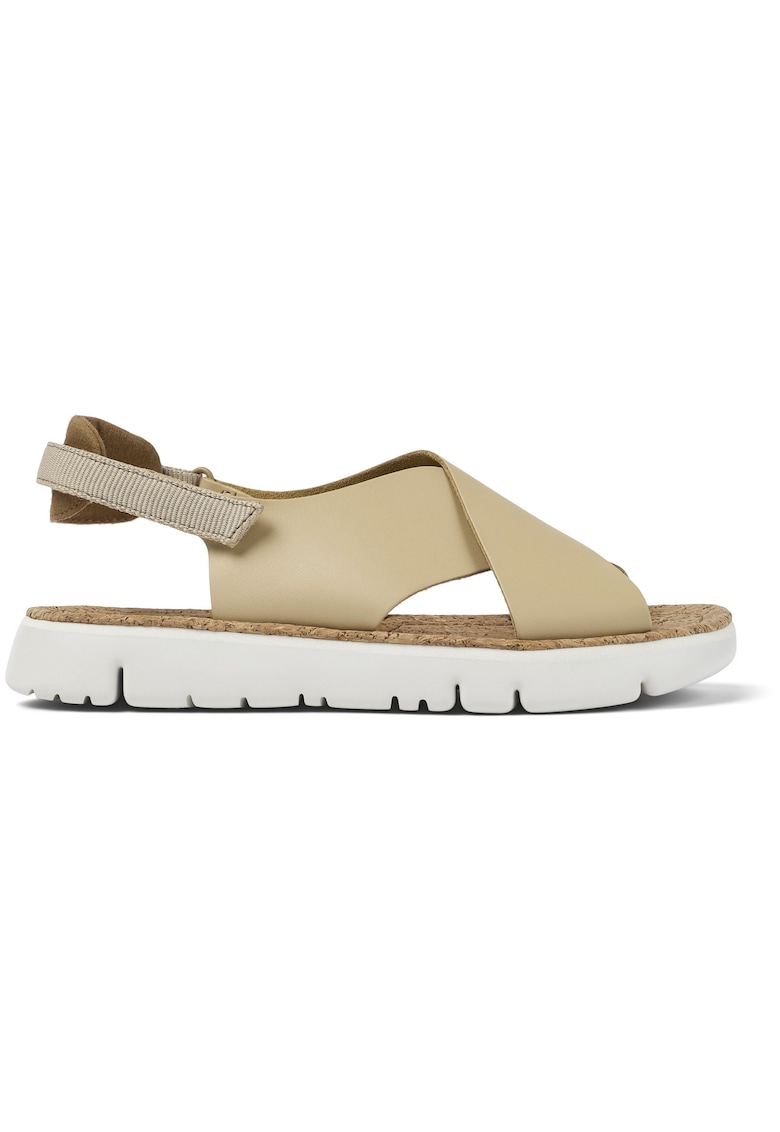 Sandale de piele cu insertii textile Oruga - Bej