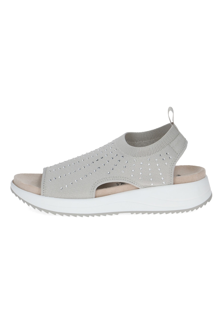 Sandale slip-on din material textil - Gri deschis/Argintiu