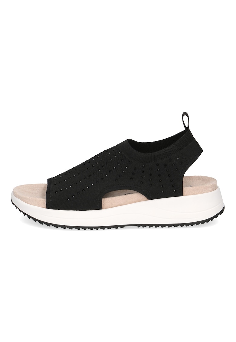 Sandale slip-on din material textil - Negru
