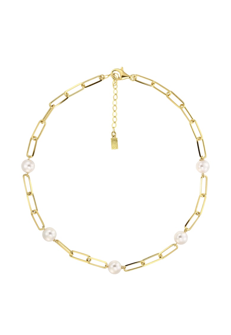 Colier placat cu aur de 14K si decorat cu perle sintetice - Auriu