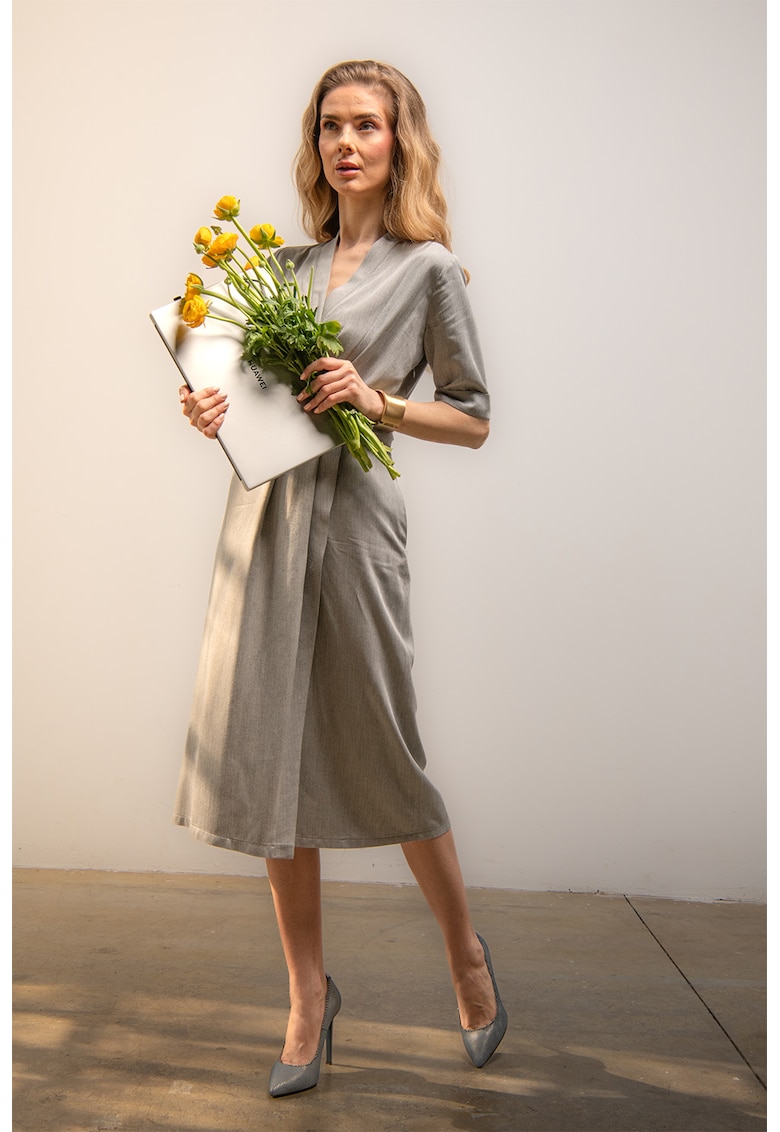 Rochie midi Isabella - Gri deschis