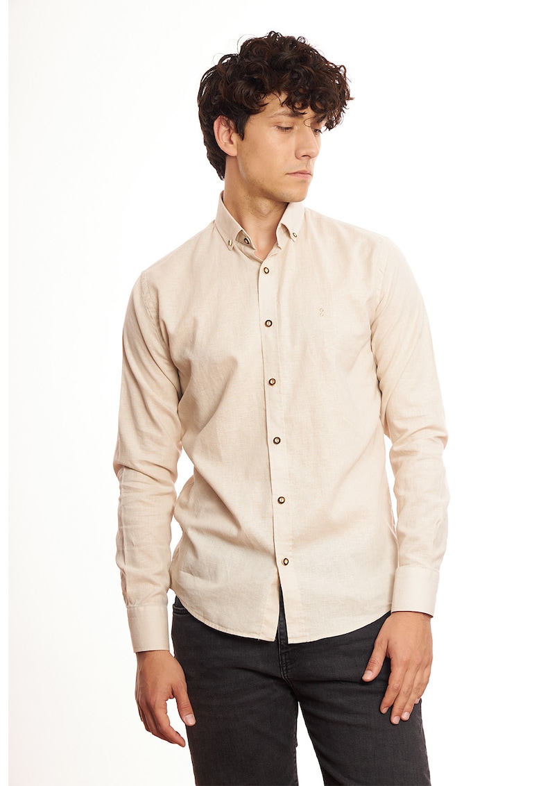 Camasa slim fit de in - Bej