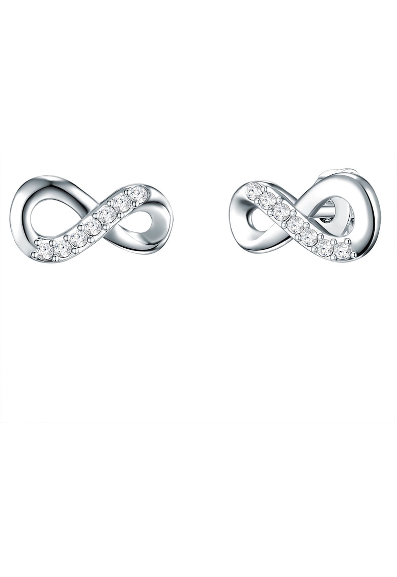 Cercei decorati cu zirconia - in forma de simbolul infinitului 32121 - Argintiu
