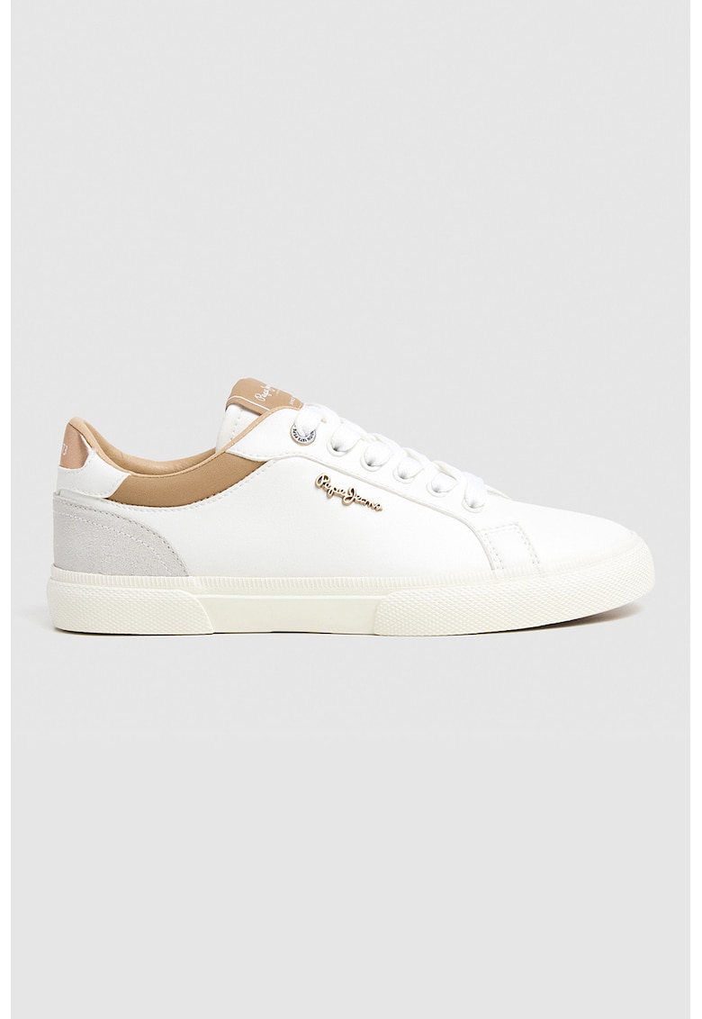 Pantofi sport cu detalii de piele intoarsa - Alb/Caramel