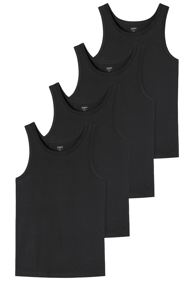 Set de top-uri cu decolteu rotund - 4 piese - Negru