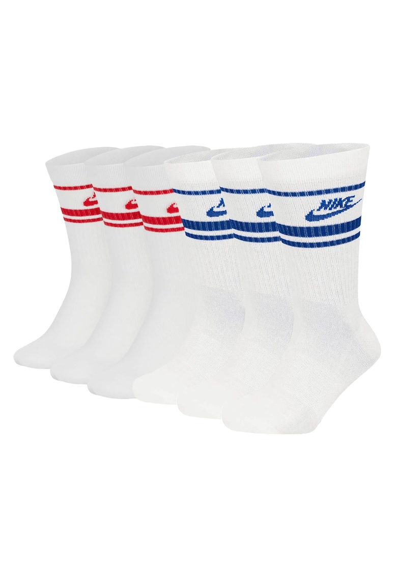 Set de sosete lungi unisex cu imprimeu logo Everyday Essential - 6 perechi - Rosu/Alb/Albastru