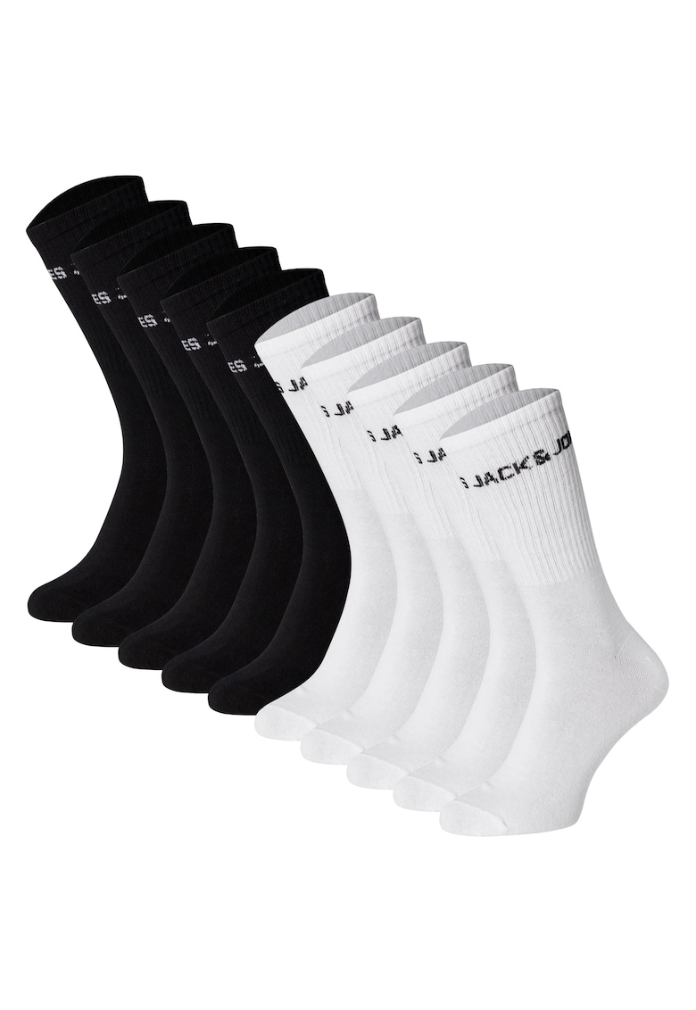 Set de sosete lungi - 10 perechi - Alb/Negru