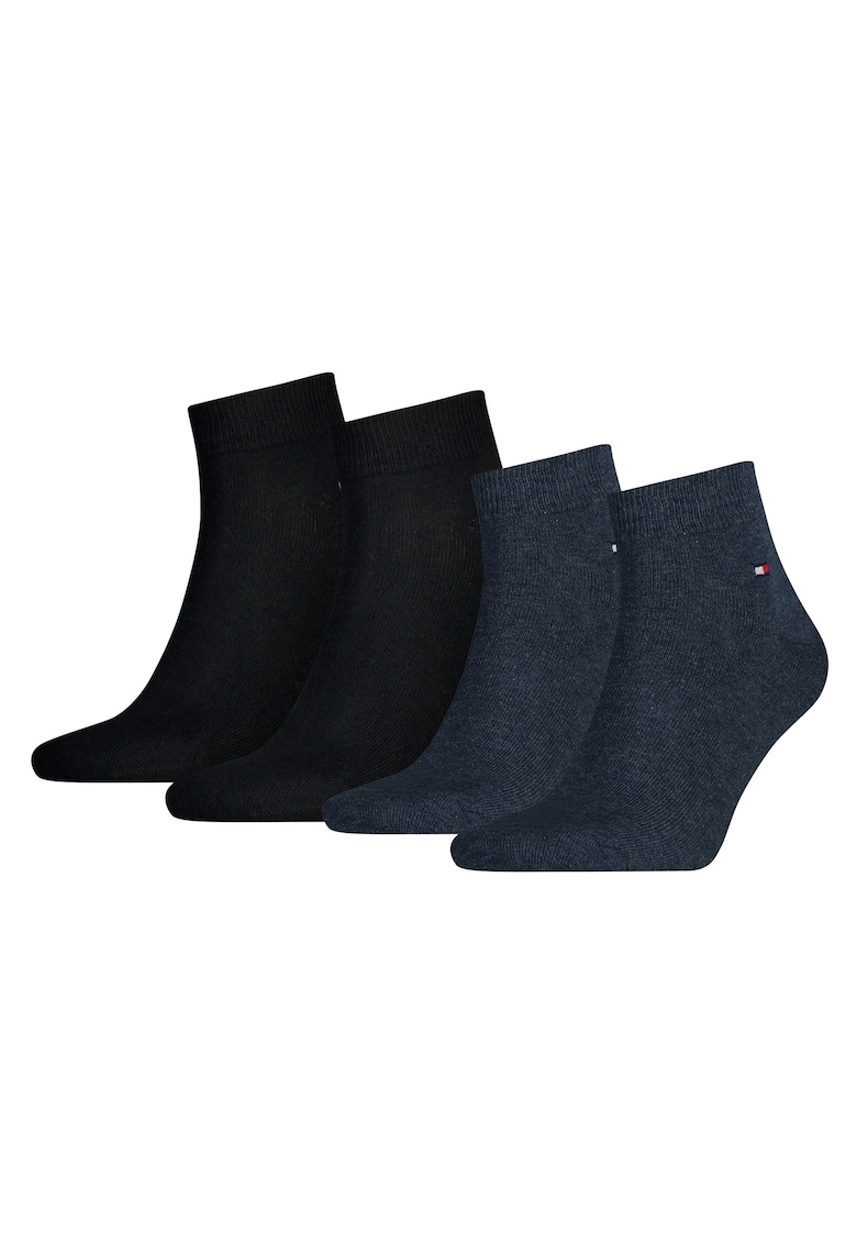 Set de sosete scurte cu logo discret 14171 - 4 perechi - Negru/Albastru