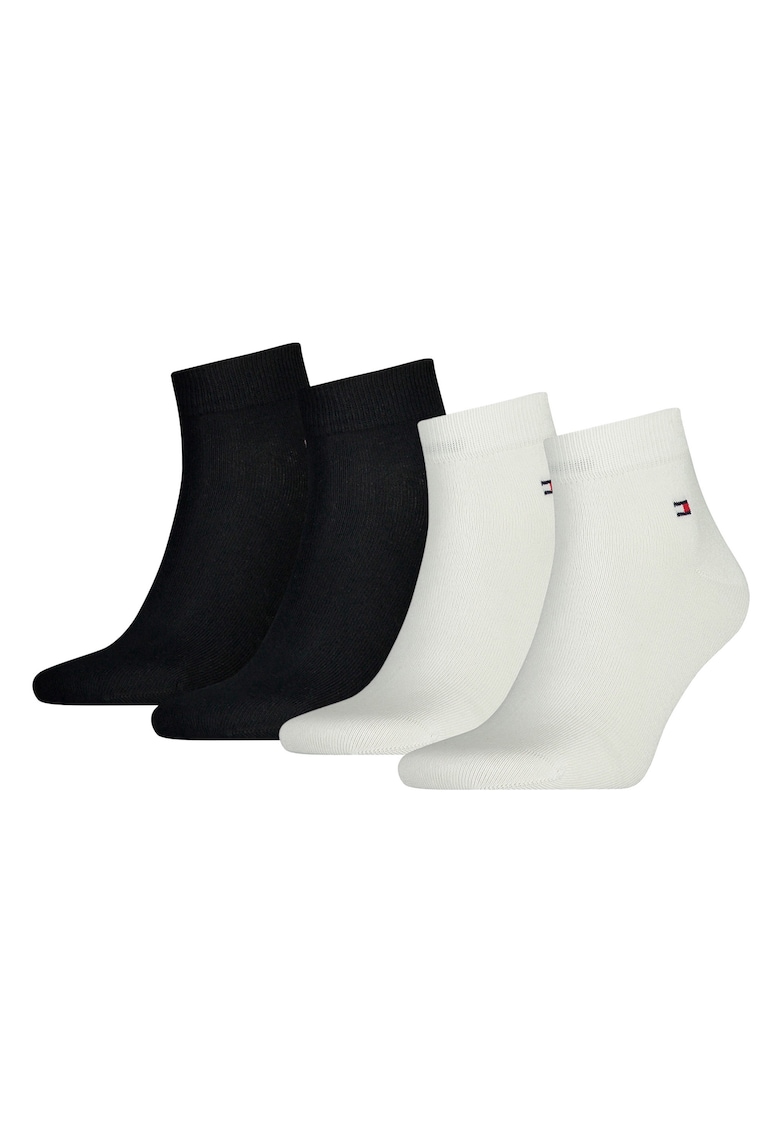 Set de sosete scurte cu logo discret 14171 - 4 perechi - Alb/Negru