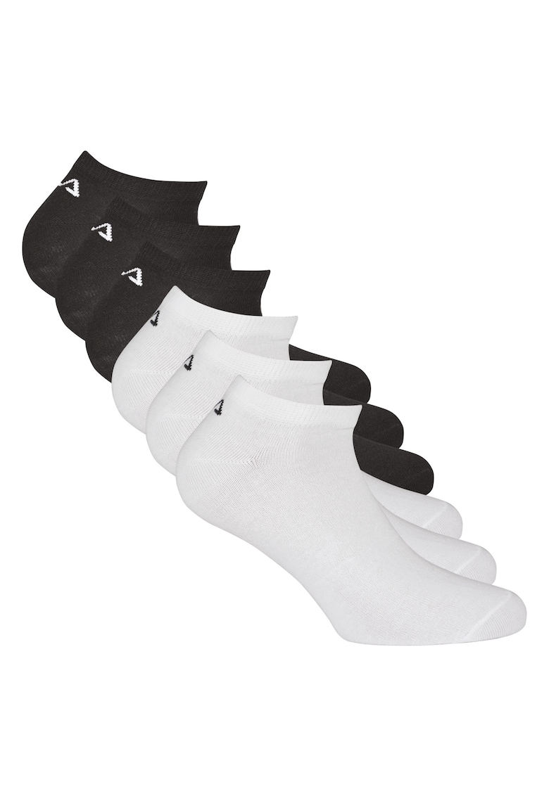 Set de sosete pana la glezna unisex cu monograma discreta - 6 perechi - Alb/Negru