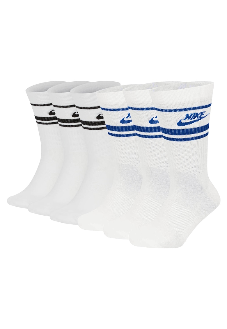 Set de sosete lungi unisex cu imprimeu logo Everyday Essential - 6 perechi - Alb/Negru/Albastru
