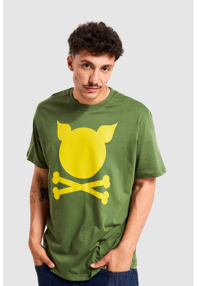 Tricou unisex de bumbac cu logo - Verde